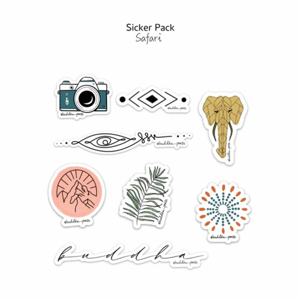 Safari Sticker Pack 8 Vinyl Travel Stickers
